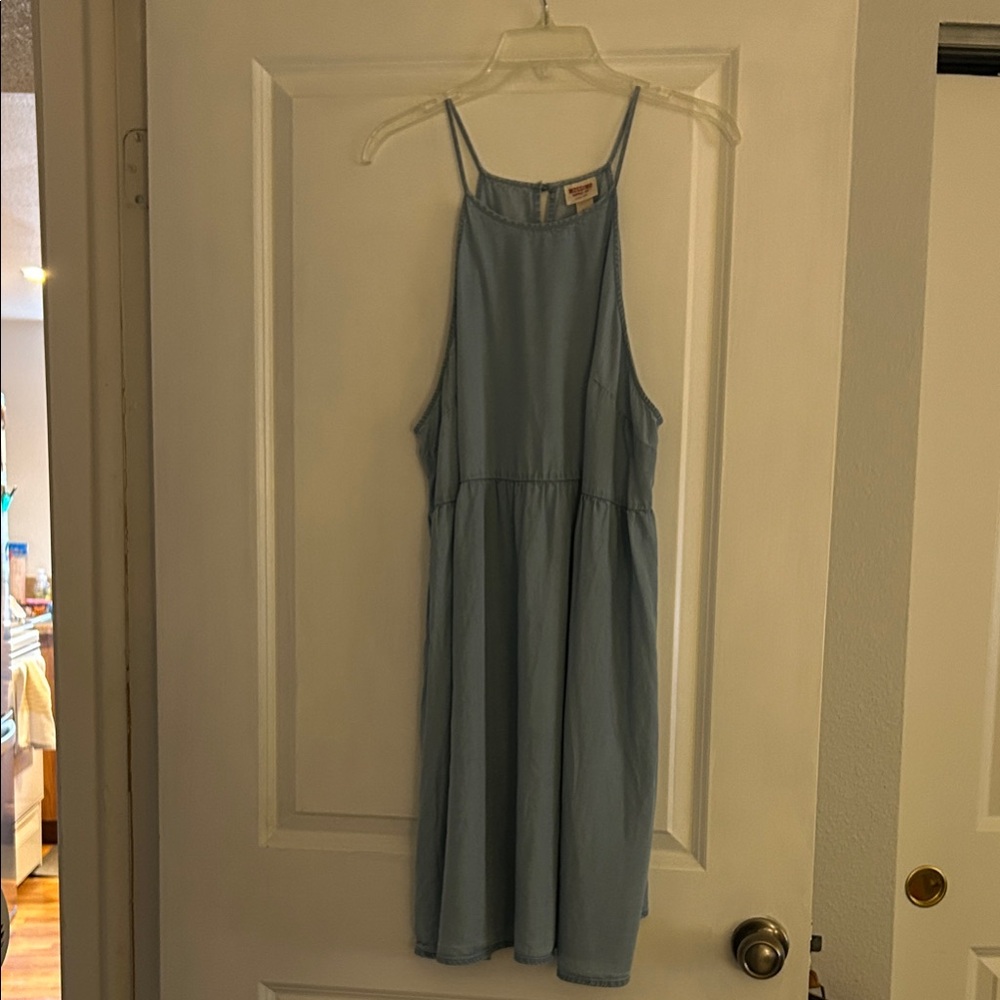 Mossimo Supply Co. Light Blue Chambray Halter Midi Dress